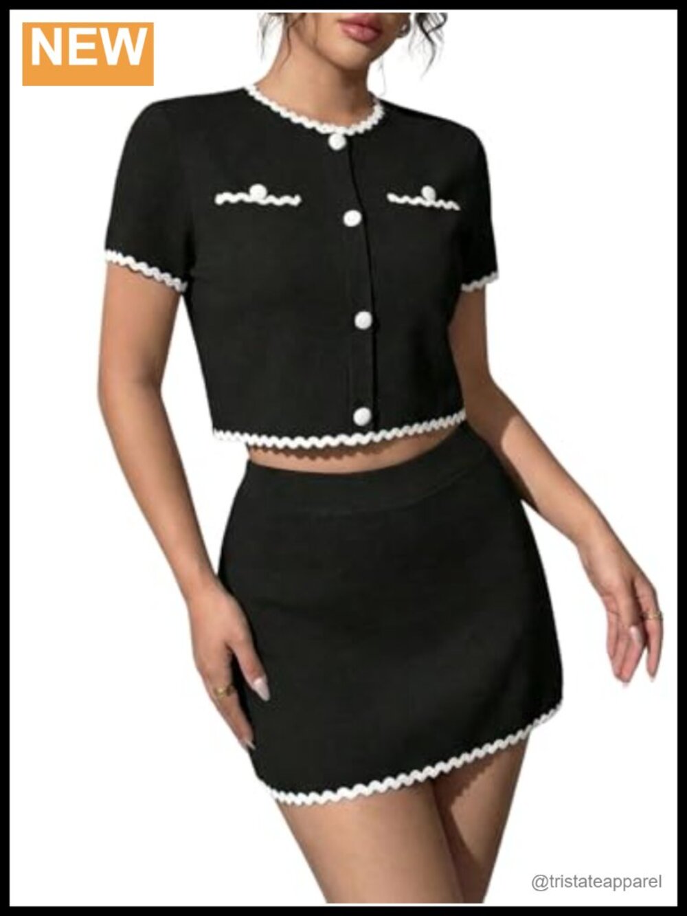 Women's 2 Piece Button Down Cropped Top and Mini Skort Set